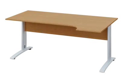 ERK 28 - 184 stůl kancelářský, rohový, pravý, kovová podnož bílá, deska 25 mm, široký 1800 mm, buk Royal